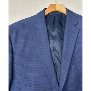 Lauren Ralph Lauren Houndstooth Blue Blazer‎ Menswear Career Business Jacket 44L
